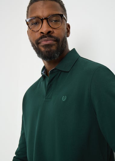 Lincoln Green Textured Long Sleeve Polo Shirt