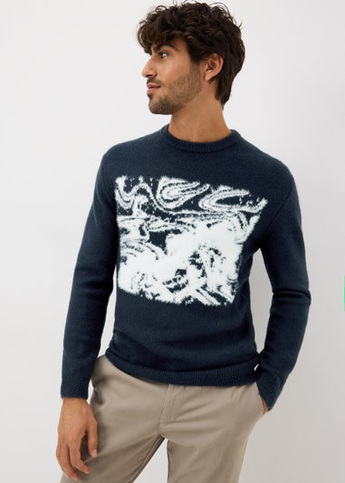 Navy Abstract Design Jumper