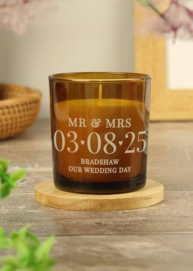 Personalised Memento Company Special Date Amber Glass Candle