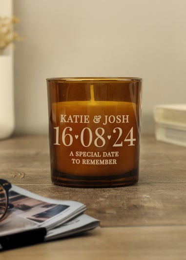 Personalised Memento Company Special Date Amber Glass Candle