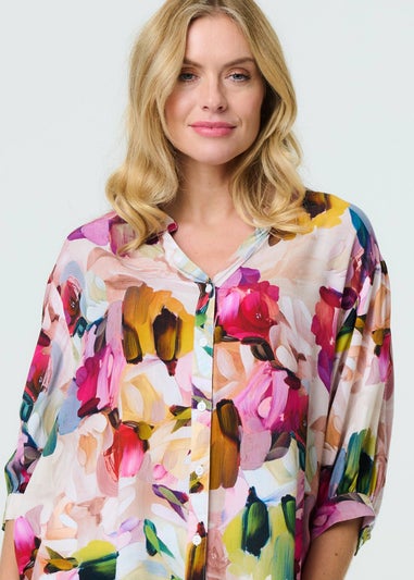 Izabel London Pink Brushstroke Print Shirt