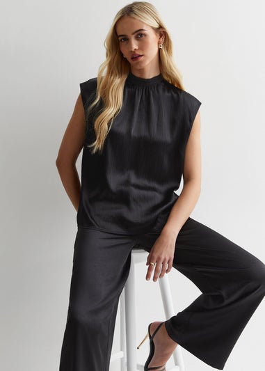 Gini London Black Kimono High Neck Blouse