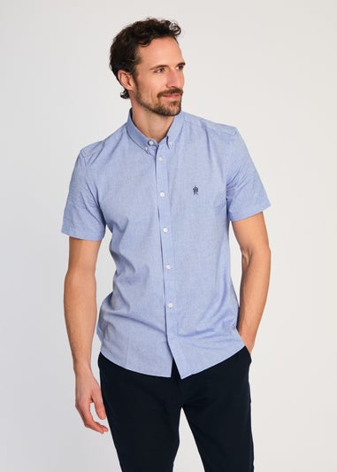 French Connection Blue Cotton Short Sleeve Oxford Shirt