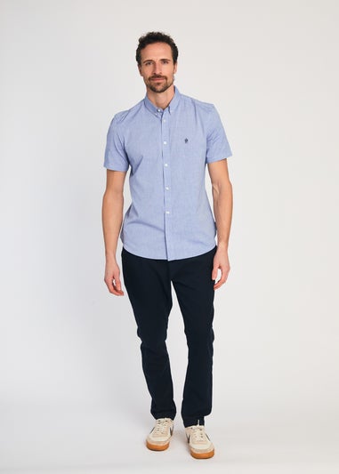 French Connection Blue Cotton Short Sleeve Oxford Shirt