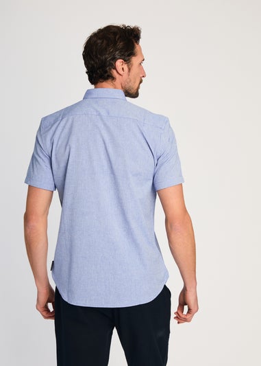 French Connection Blue Cotton Short Sleeve Oxford Shirt