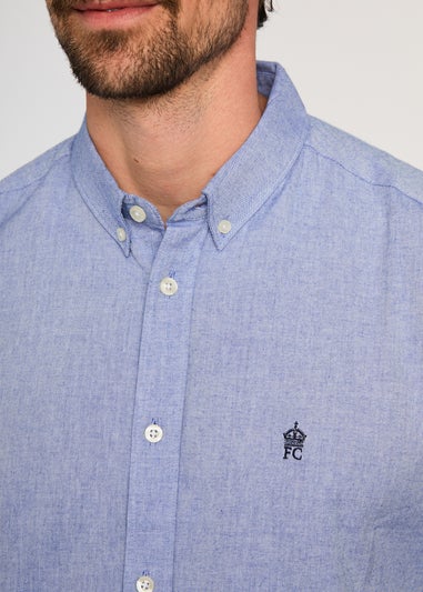 French Connection Blue Cotton Short Sleeve Oxford Shirt