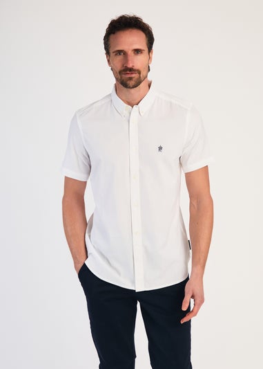 French Connection White Cotton Short Sleeve Oxford Shirt