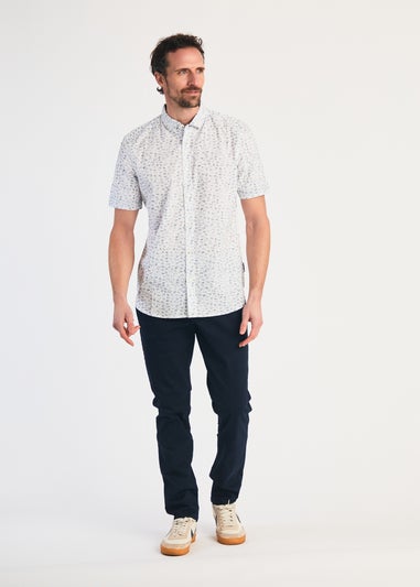 French Connection White Cotton Short Sleeve Floral Shirt