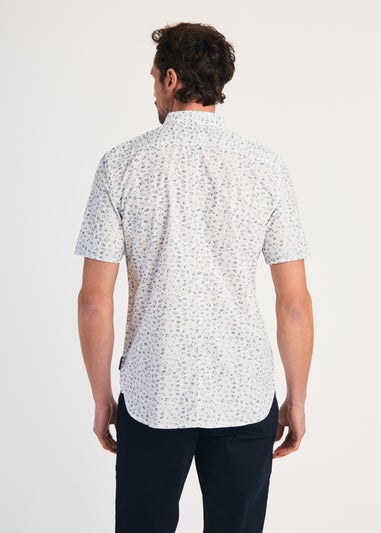 French Connection White Cotton Short Sleeve Floral Shirt