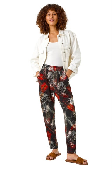 Roman Rust Leaf Print Harem Trouser