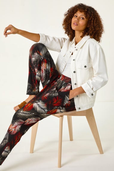 Roman Rust Leaf Print Harem Trouser