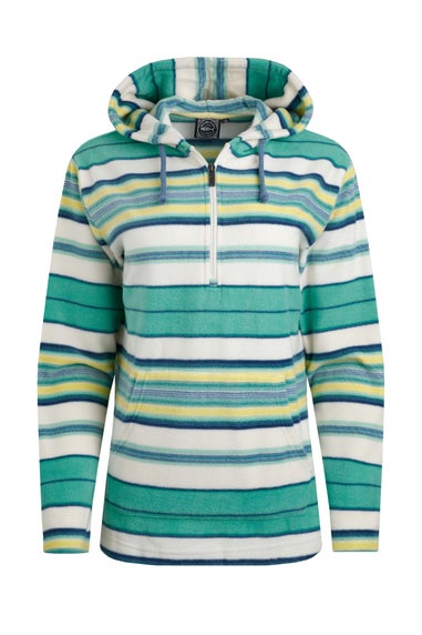 Weird Fish Aqua Lana 1/4 Zip Stripe Microfleece Hoodie