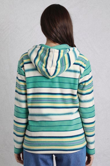 Weird Fish Aqua Lana 1/4 Zip Stripe Microfleece Hoodie