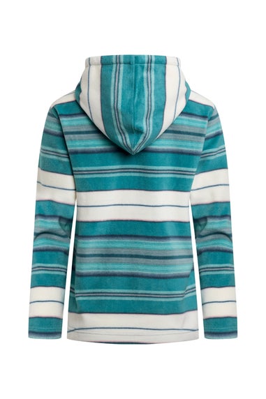 Weird Fish Blue Lana 1/4 Zip Stripe Microfleece Hoodie