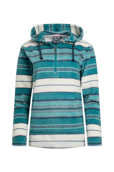Weird Fish Blue Lana 1/4 Zip Stripe Microfleece Hoodie