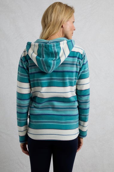 Weird Fish Blue Lana 1/4 Zip Stripe Microfleece Hoodie