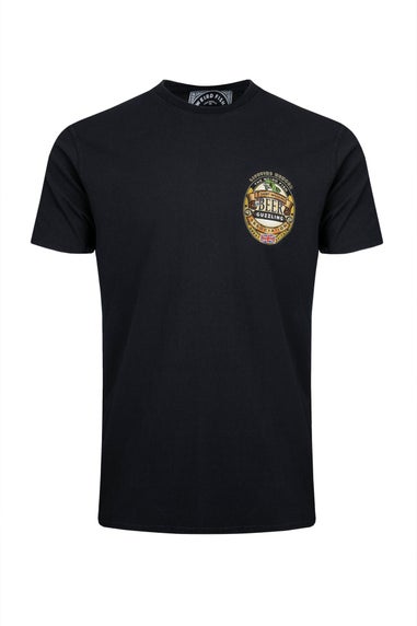 Weird Fish Black Beer Guzzling Back Print Artist T-Shirt