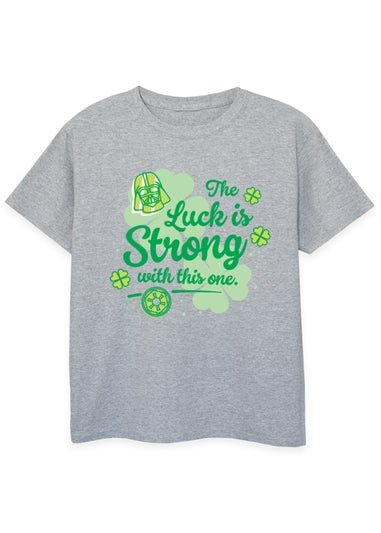 Star Wars Luck Is Strong Boys Heather Grey T-Shirt