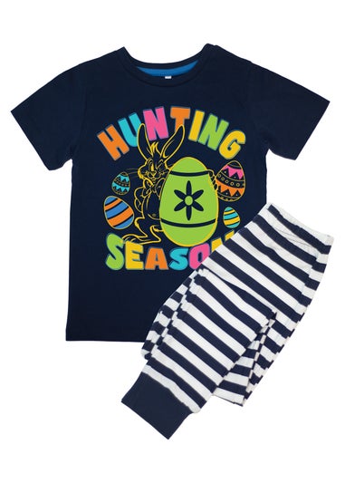 Brands In Easter Hunting Season Boys Navy Stripes Pyjamas (3-8 Years)