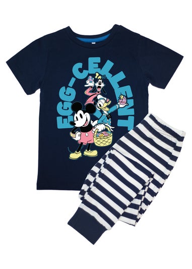 Disney Mickey And Friends Egg-Cellent Easter Boys Navy/Stripes Pyjamas (3-8 Years)