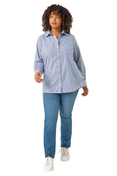 Roman Blue Curve Dobby Spot Stripe Shirt