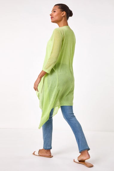 Roman Lime Longline Waterfall Cardigan