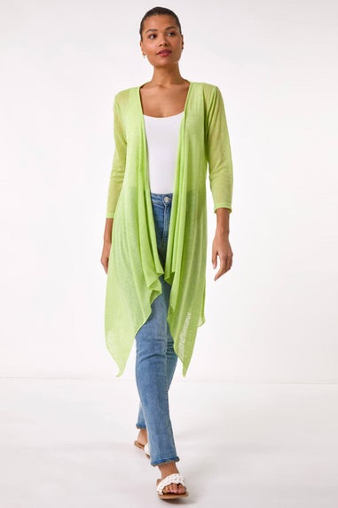 Roman Lime Longline Waterfall Cardigan
