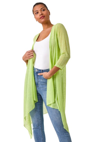Roman Lime Longline Waterfall Cardigan