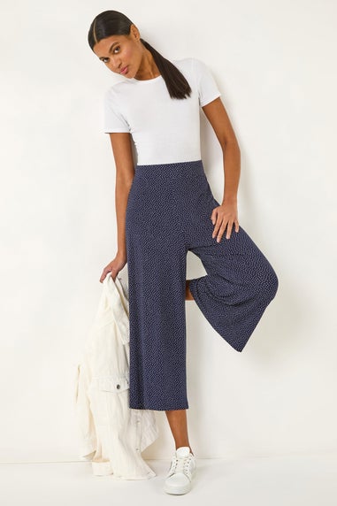 Roman Navy Spot Print Culotte Trouser