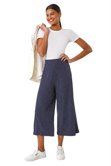 Roman Navy Spot Print Culotte Trouser
