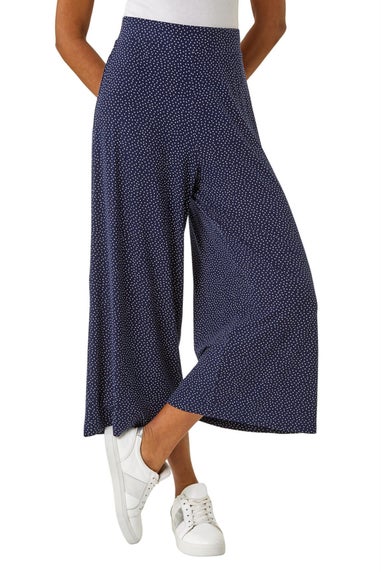 Roman Navy Spot Print Culotte Trouser