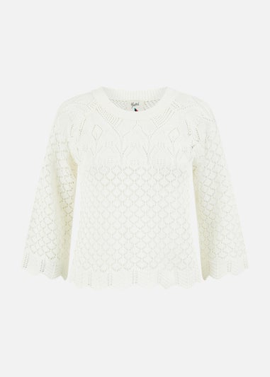 Yumi Ivory Crochet Knitted Stop With Scallop Edge