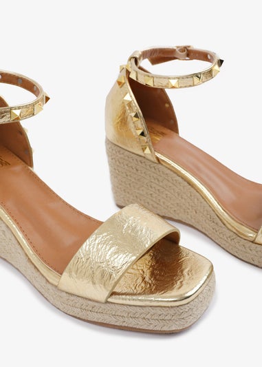 Where's That From GoldPU Presley Wedge Sandals With Gladiator Ankle-Strap
