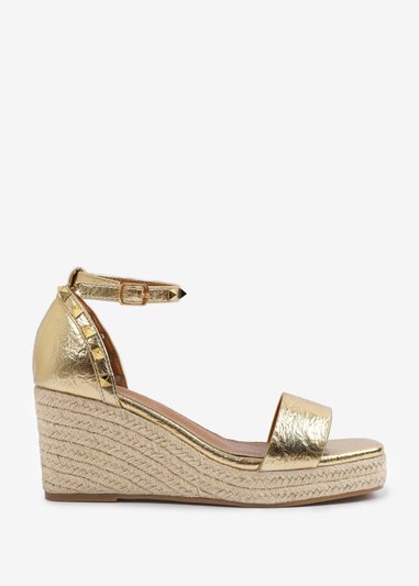 Where's That From GoldPU Presley Wedge Sandals With Gladiator Ankle-Strap
