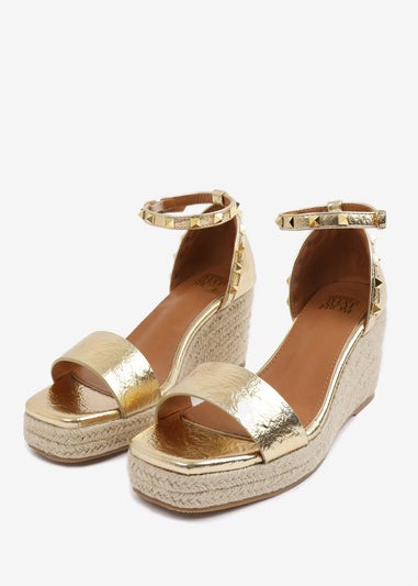 Where's That From GoldPU Presley Wedge Sandals With Gladiator Ankle-Strap