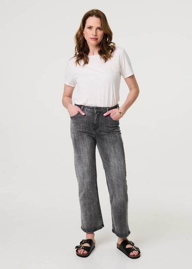 Izabel London Black Relaxed Straight Leg Denim Jeans