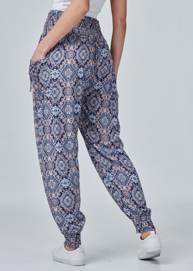 Izabel London Navy Mosaic Print Harem Pants