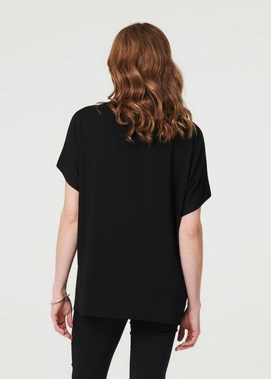 Izabel London Black Sparkly Embellished Relaxed T-Shirt