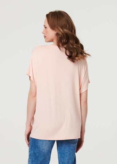 Izabel London Pink Sparkly Embellished Relaxed T-Shirt