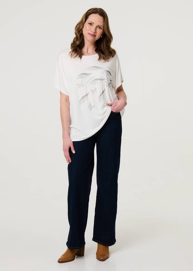 Izabel London White Sparkly Embellished Relaxed T-Shirt