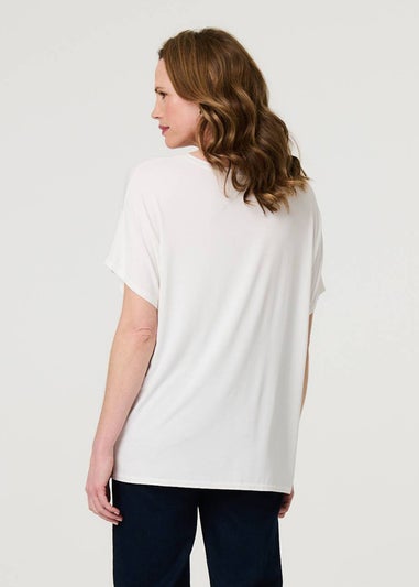 Izabel London White Sparkly Embellished Relaxed T-Shirt