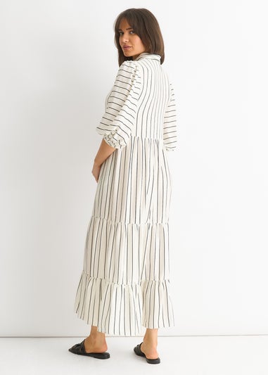 Gini London White Stripe Viscose Smock Maxi Dress