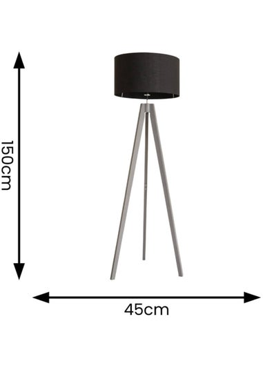 ValueLights Jackson Painted Grey Floor Lamp with Large Drum Shade