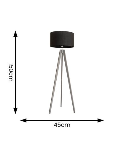 ValueLights Jackson Painted Grey Floor Lamp with Large Drum Shade