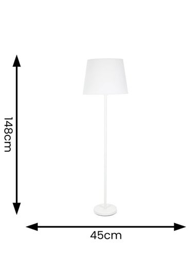 ValueLights Charlie Painted White Floor Lamp with Large Tapered Shade