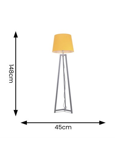 ValueLights Lottie Painted Grey Floor Lamp with Large Tapered Shade
