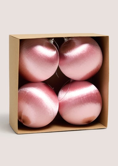 Pink Satin 4 Pack Baubles