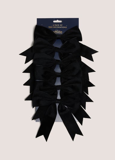 6 Pack Black Bow Decorations