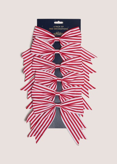 6 Pack Red Stripe Bow