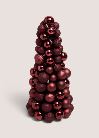 Burgundy Pre Lit Christmas Bauble Tree